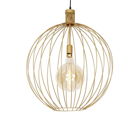 Zavesna svitidla Designová závěsná lampa zlatá 60 cm - Wire Dos