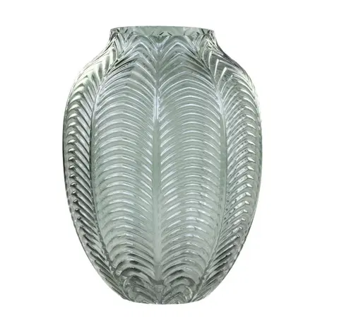 Dekorativní vázy Zelená skleněná dekorační váza Leaf  -  Ø 14*18cm Chic Antique 74016121 (74161-21)
