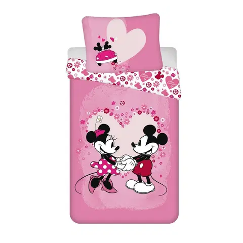 Povlečení Jerry Fabrics Dětské povlečení Mickey and Minnie "Love" micro, 140 x 200 cm, 70 x 90 cm