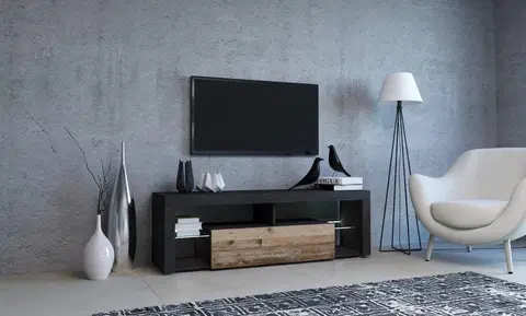 TV stolky Vivaldi TV stolek Everest 140 cm s LED osvětlením antracit/old wood