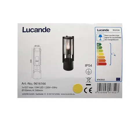Zahradní lampy Lucande Lucande - Venkovní lampa BRIENNE 1xE27/15W/230V IP54 