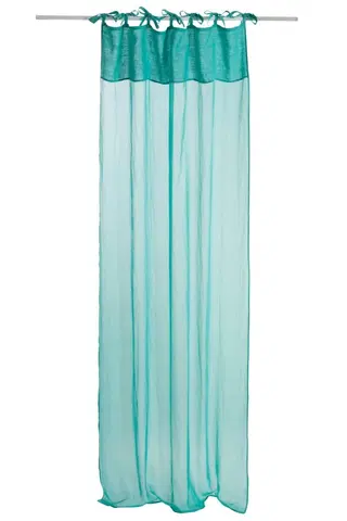 Záclony Azurový bavlněný voál / záclona na zavazování - 140*290cm J-Line by Jolipa 71675