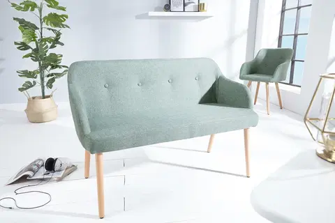 Stylové a luxusní lavice Estila Stylová šedo zelená čalouněná lavice Scandinavia 116cm