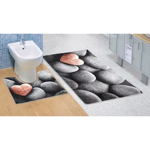 Koberce a koberečky Bellatex Koupelnová předložka Tmavé kameny 3D, 60 x 100 + 60 x 50 cm