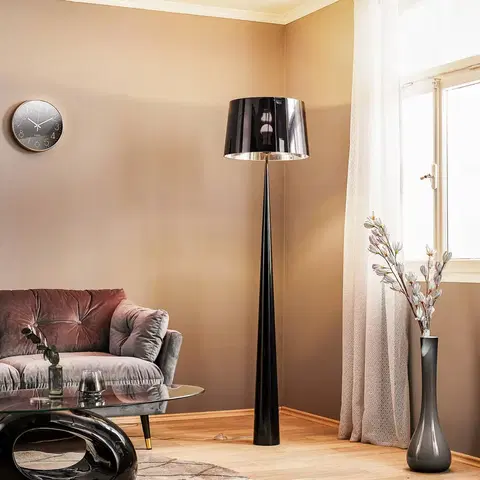 Stojací lampy Aluminor Stojací lampa Totem LS s chromovanou úpravou černá
