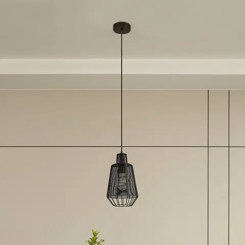 Závěsná světla Lucande Závěsné svítidlo Lucande Tinko v kleci, černé, 20 cm