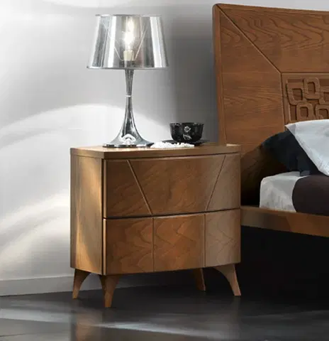 Designové a luxusní noční stolky Estila Masivní noční stolek Varietty v moderním italském stylu se dvěma šuplíky na nožičkách 55cm