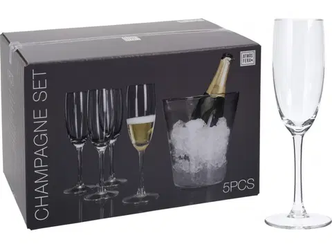 Sklenice PROHOME - Sklenice šampaňské 4ks+nádoba na led