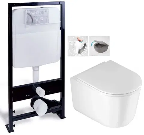 Záchody PRIM předstěnový instalační systém bez tlačítka + WC DEANTE Jasmin se sedátkem RIMLESS PRIM_20/0026 X JA1