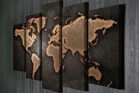 Obrazy Hanah Home Vícedílný obraz WORLD BLACK 105x70 cm