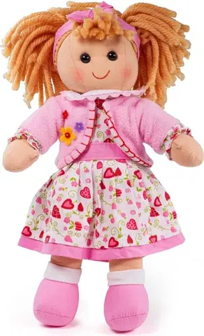 Panenky Bigjigs Toys Látková panenka KELLY 34 cm růžová