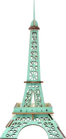 3D puzzle Woodcraft construction kit Dřevěné 3D puzzle Eiffelova věž tyrkysová