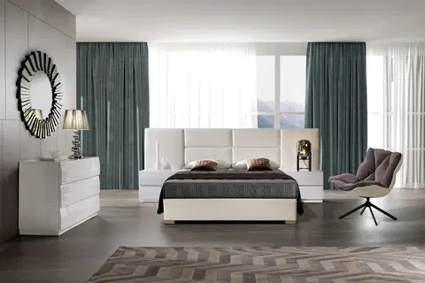 Luxusní a stylové postele Estila Moderní luxusní postel Sara s rozšířeným čelem s čalouněním z ekokůže 140-180cm