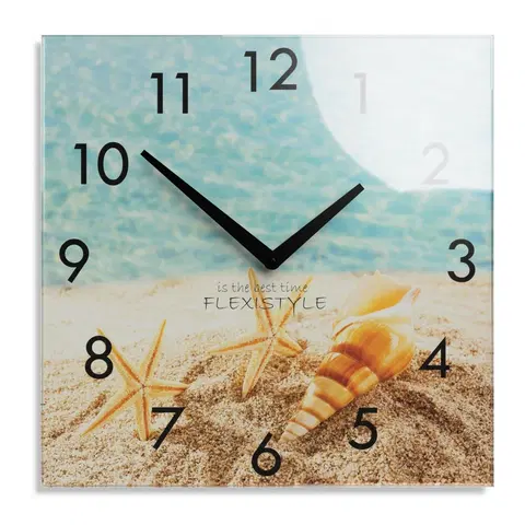 Nástěnné hodiny Dekorační skleněné hodiny 30 cm s motivem pláže