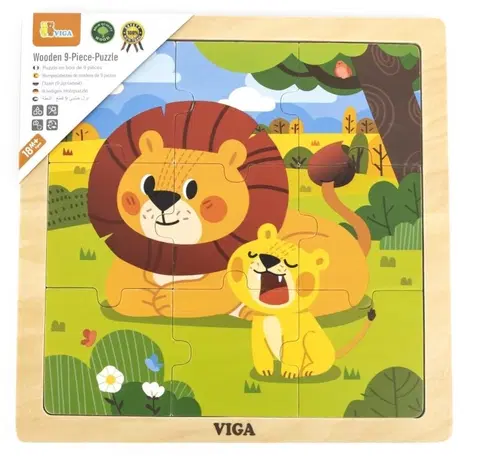 Hračky puzzle VIGA - Dřevěné puzzle lev 9ks