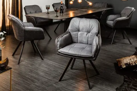 Luxusní jídelní židle Estila Retro židle Dex v šedé barvě 63cm