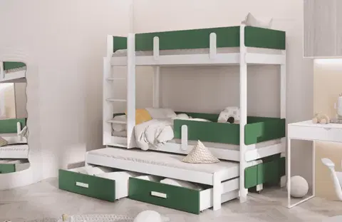 Postele ArtBed Dětská patrová postel s přistýlkou ​​ETTORE III | 80 x 180 cm Provedení: Borovice přírodní