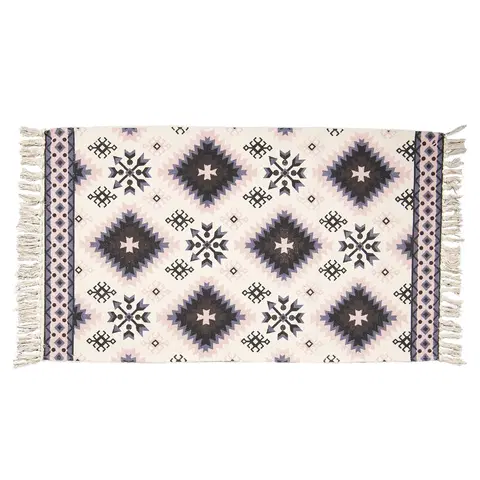 Koberce a koberečky Bavlněný koberec s barevnými ornamenty a třásněmi - 70*120 cm Clayre & Eef KT080.056