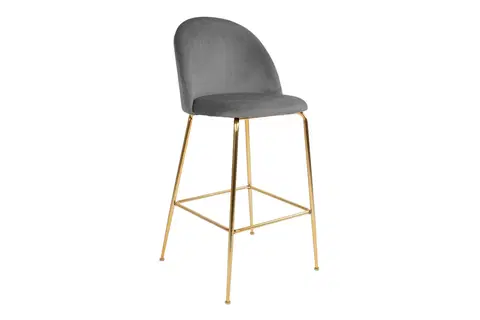 Barové židle Norddan Designová barová židle Kristopher, šedá / mosaz