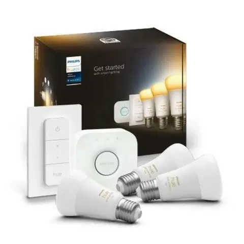 LED žárovky PHILIPS HUE Hue Bluetooth LED White Ambiance set 3ks žárovek Philips + Hue Bridge + Hue Switch 8719514291232 E27 A60 8W 1100lm 2200-6500K stmívatelné