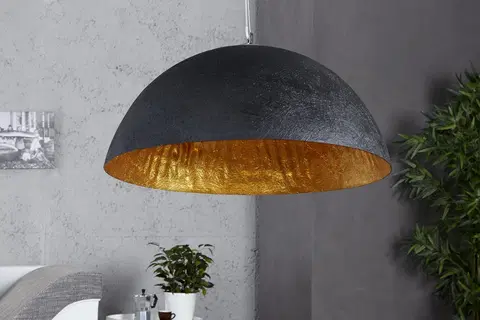 Luxusní designové závěsné lampy Estila Moderní černo zlatá sklolaminátová lampa Glow