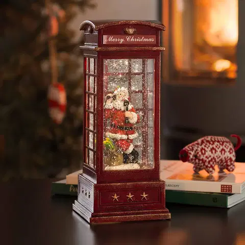 Vánoční vnitřní dekorace Konstsmide Christmas LED dekorační telefonní budka se Santa Clausem