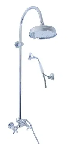 Koupelnové baterie SLEZAK-RAV Vodovodní baterie sprchová MORAVA RETRO s hlavovou a ruční sprchou, Barva: chrom, Rozměr: 100 mm MK181.0/3