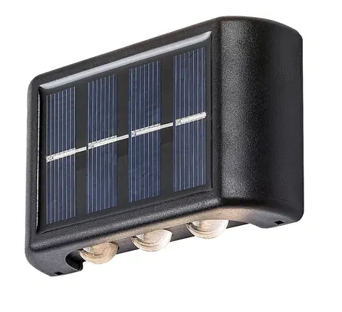 LED venkovní nástěnná svítidla Rabalux venkovní solární svítidlo Kangton LED 1,2W černá IP44 77024