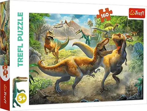 Hračky puzzle TREFL - Puzzle 160 - Bitva Tyranosaurů
