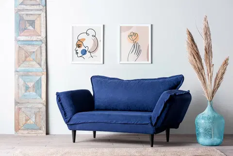 Pohovky a gauče Pohovka s lůžkem VINO dvoumístná modrá