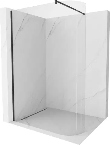 Sprchové zástěny MEXEN/S Kioto Sprchová zástěna WALK-IN zaoblená 90 x 200 cm, transparent 8 mm, černá 800-090-101-70-06