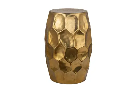 Luxusní a designové příruční stolky Estila Moderní kulatý příruční s tolik Siliguri s kladívkovým povrchem ve zlatém odstínu 30cm