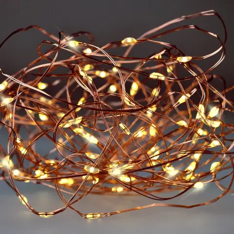 Vánoční dekorace Solight 1V54-WW Vánoční řetěz 100 LED, měděný drát 10 m, teplá bílá