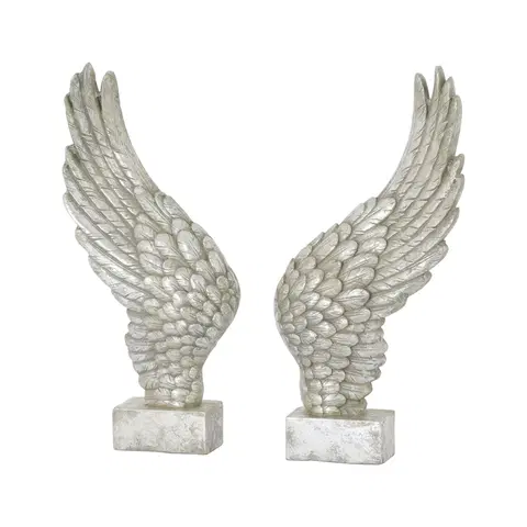 Luxusní stylové sošky a figury Estila Socha pár antických stříbrných andělských křídel