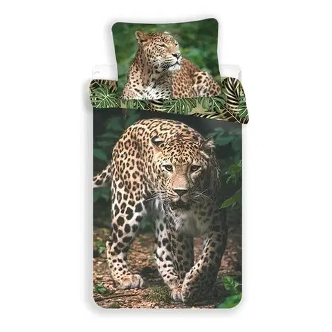 Povlečení Jerry Fabrics Bavlněné povlečení Leopard green, 140 x 200 cm, 70 x 90 cm