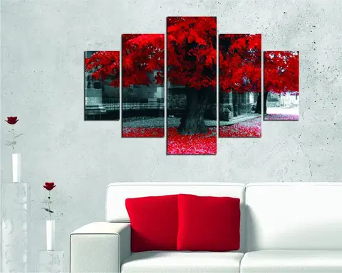 Obrazy Hanah Home Vícedílný obraz Red Tree 92 x 56 cm
