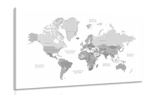 Obrazy mapy Obraz černobílá mapa světa ve vintage vzhledu