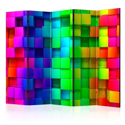 Paravány Paraván Colourful Cubes Dekorhome 225x172 cm (5-dílný)