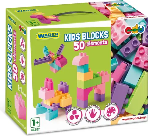 Hračky stavebnice WADER - Dětské bloky 50 ks růžové