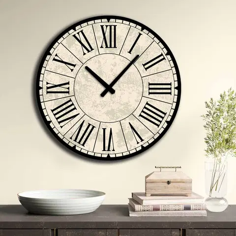 Nástěnné hodiny Nástěnné hodiny MDF BÉŽOVÉ s příčkami 50 x 50 cm