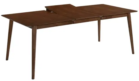 Designové a luxusní jídelní stoly Estila Moderní obdélníkový rozkládací jídelní stůl Nordica Nogal ze dřeva v ořechově hnědé barvě se čtyřmi šikmými nožičkami 200cm
