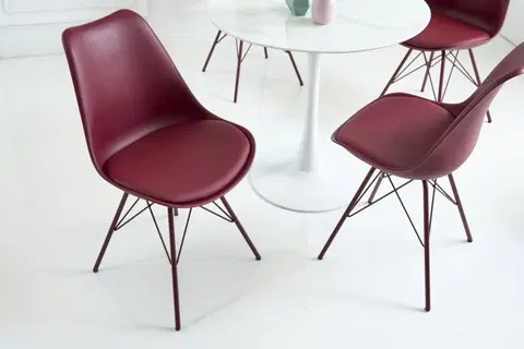 Luxusní jídelní židle Estila Kožená jídelní židle Scandinavia bordó 85cm