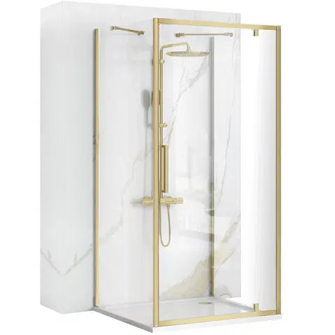 Sprchové zástěny REA/S Rohový sprchový kout RAPID SWING Brush Gold Dveře: 90 x Sprchová zástěna: 100 KPL-02522