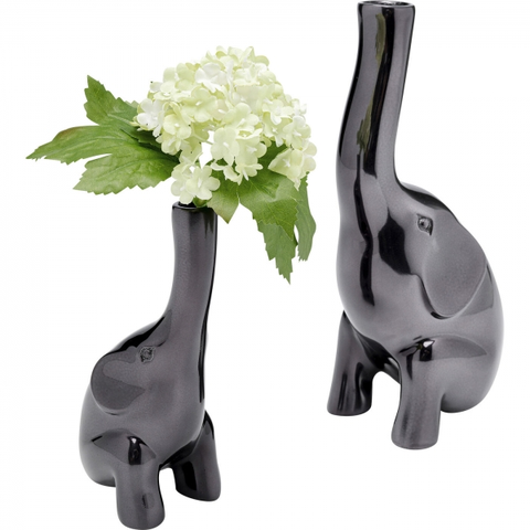 Dekorativní předměty KARE Design Hliníková váza Buddy - antracitová, (set 2 kusů)