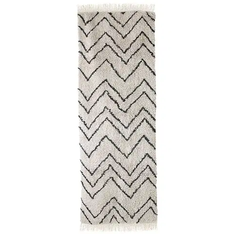 Koberce a koberečky Béžový bavlněný koberec s cikcak vzorem ZigZag - 75*220cm HKLIVING TTK3030