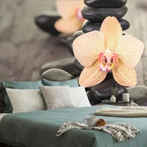 Samolepící tapety Samolepící fototapeta orchidej a Zen kameny
