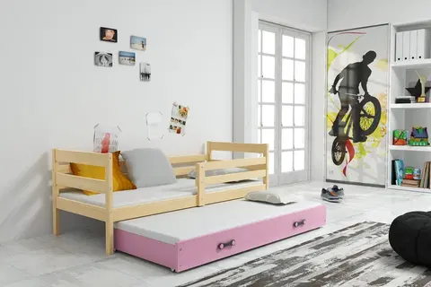 Postele BMS Dětská postel s přistýlkou Eryk 2 | borovice Barva: Borovice / růžová, Rozměr: 190 x 80 cm
