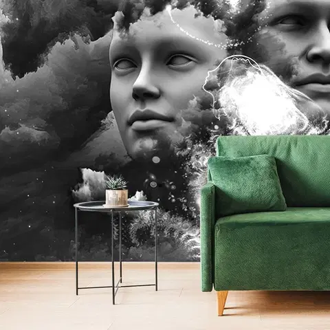 Samolepící tapety Samolepící tapeta virtuální mysl v černobílém provedení