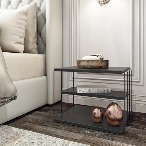 Stolky do obývacího pokoje Kalune Design Odkládací stolek Lifon antracitový