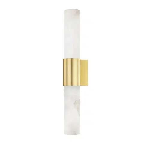 Klasická nástěnná svítidla HUDSON VALLEY nástěnné svítidlo BARKLEY ocel/alabastr staromosaz/bílá E27 2x40W 8210-AGB-CE